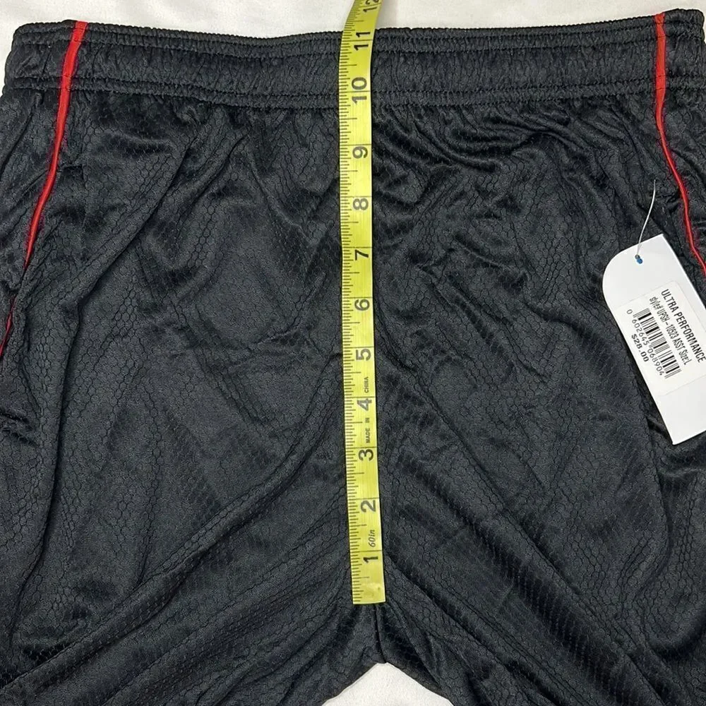 Ultra Performance Men’s Red Black Closed Mesh Dazzle Shorts Size Large